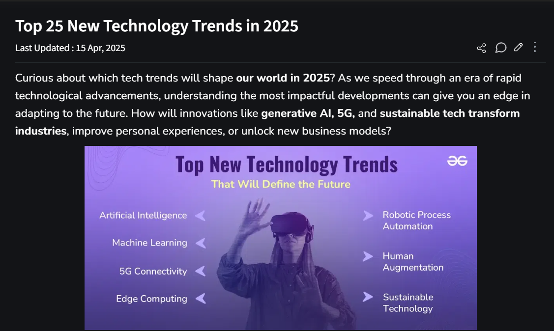 Top 25 New Technology Trends in 2025